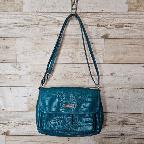 NEW MultiSac Croc Purse Strap Teal Turquoise Crossbody Embossed Blue Handbag NWT - Picture 6 of 16